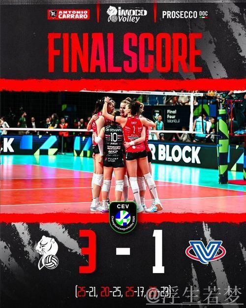 朱婷砍下21分助力科内利亚诺女排挺进欧冠决赛